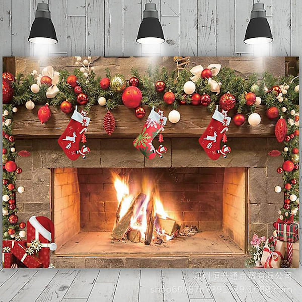 5x3ft Julbål Tema Bakgrund God Jul Afton Fotostudio Bakgrund
