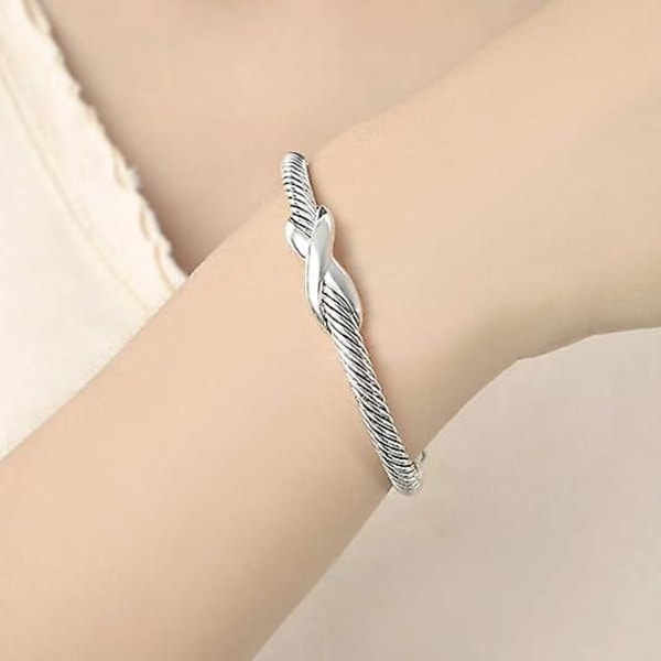 Armbånd Sølv Designer Merkeinspirert Antikk Kvinne Smykker Kryss Kabel Wire Bangle Julegaver