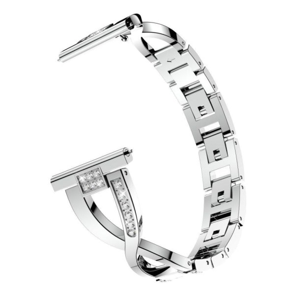 20mm Garmin Forerunner 245 X-formad Rhinestone Armband - Silver Silvergrå