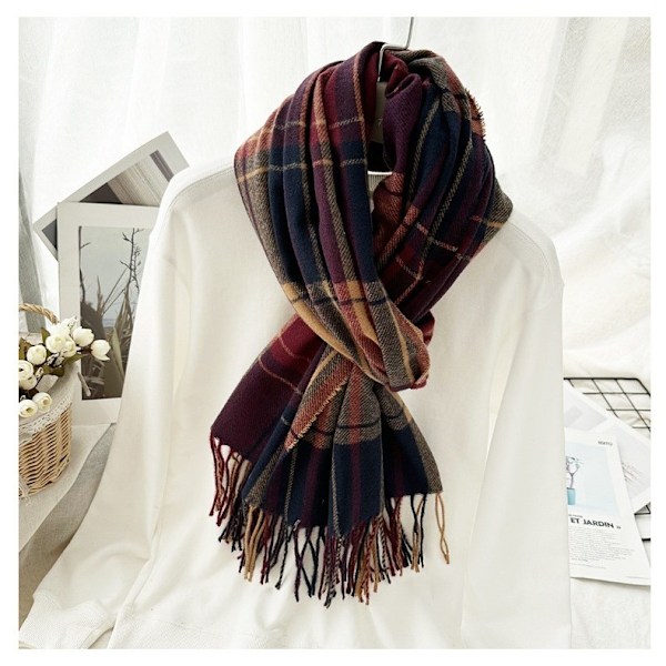 Cashmereliknande rutig scarf, mångsidig brittisk stil