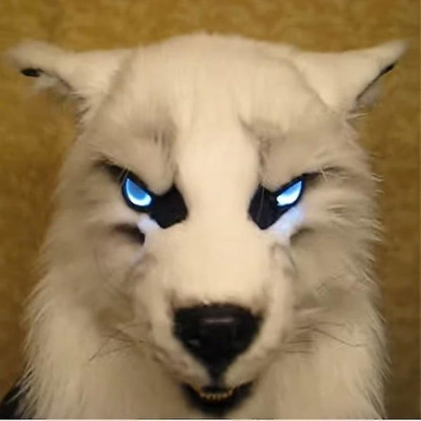 REMAKE Werewolf-naamio loistavilla silmillä, liikkuvilla korvilla ja leuoilla Halloween-cosplay-juhliin Musta SQBB