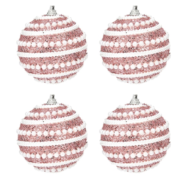 4-pack glitter julgransdekoration, 8 mm paljettkulor för