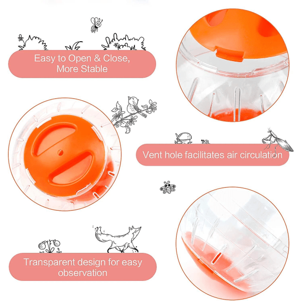 Dværghamster Løbehjul Legetøj 4,8 tommer Lille Dyr Hamster Løbehjul Fitness Bold, 2-pak blå+orange