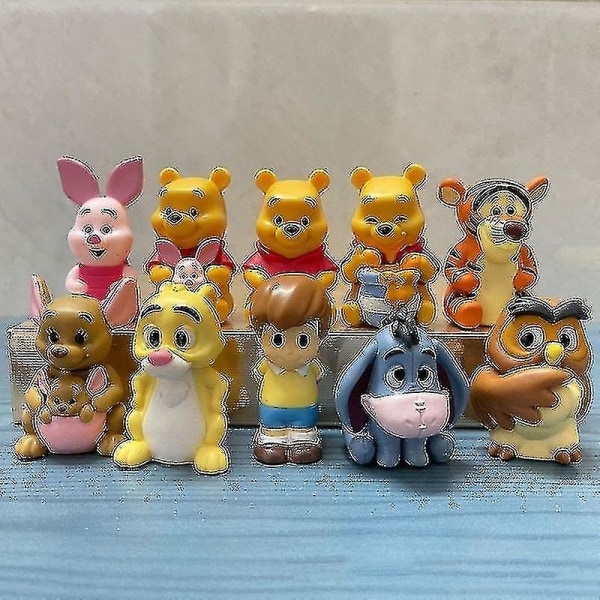 10 stk/sett tegneserie Winnie the Pooh familie søte actionfigurer leketøy Winnie the Pooh Piglet Ior Tiger Eeyore