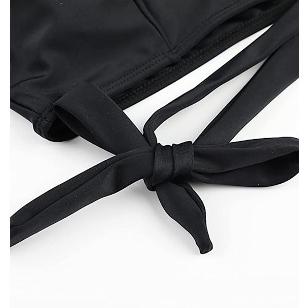2-delt bikini med høj talje og en skulder design Sort M