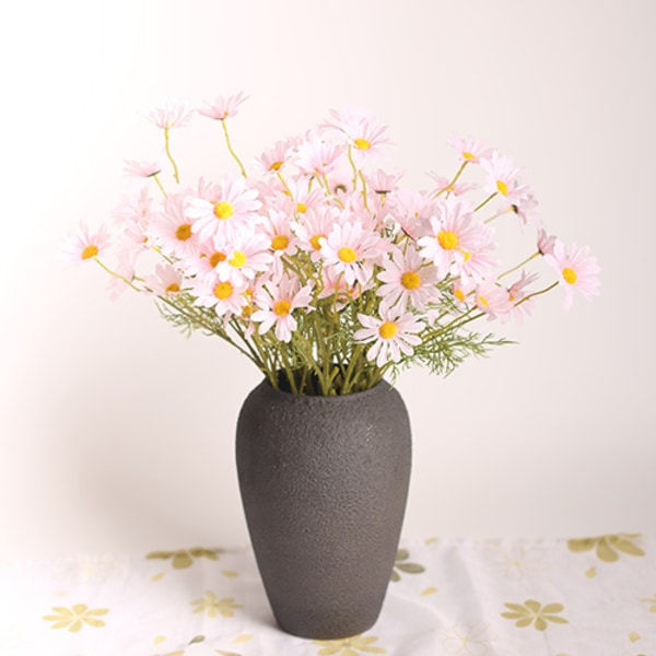 10 konstgjorda rosa prästkragar och kamomillblommor (flaska ingår ej)