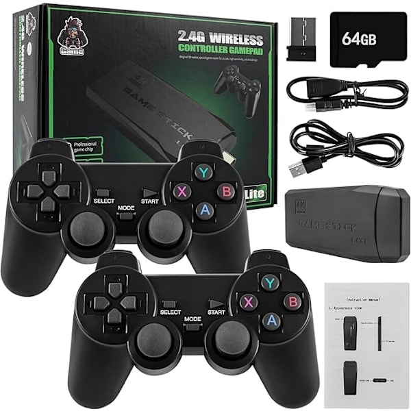 2024 Ny 20000+ 4k HDMI TV Videospel Stick Retro Spelkonsol med 2 Trådlösa Kontroller 4k Spel Stick 100% Ny 64