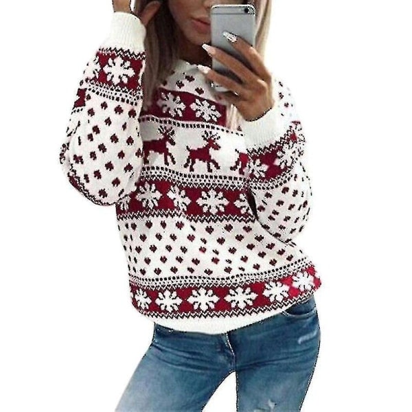 Dame Juletrøje med Langærmet Juleelg Print Top