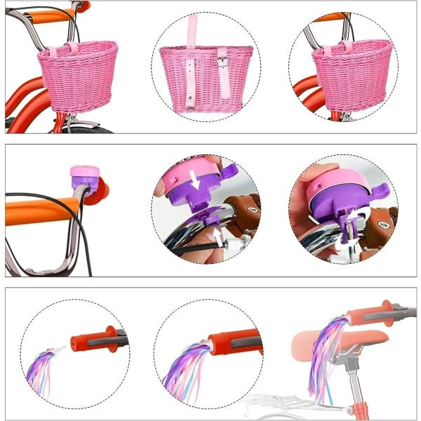 REMAKE Pink lilla børnecykelkurv med justerbare forreste stropper B-WELLNGS