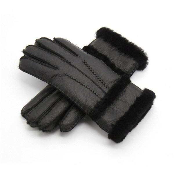 REMAKE 100% Fårull Vinter Vantar Handskar För Kvinnor Män Äkta Kashmir Päls Varma Handskar Dam Full Finger Äkta Läder BK En Storlek