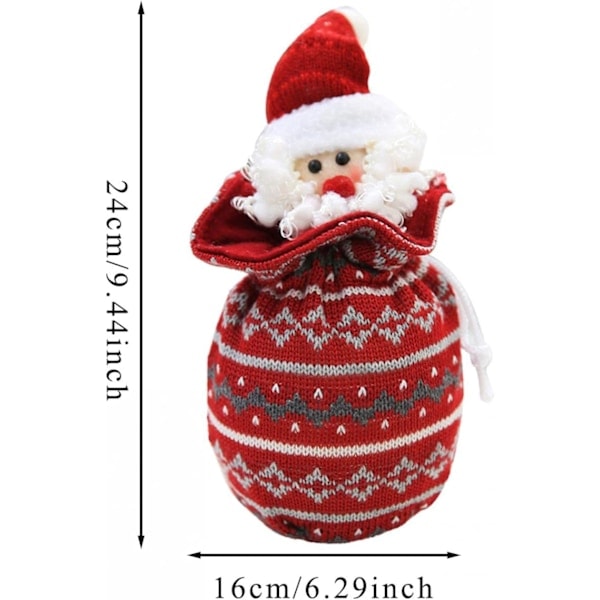 1 stk Julegaveposer eplepose strikket godtepose Jule-Nisse snømann elg dukke gaveposer snorpakning gavepose (hjort)