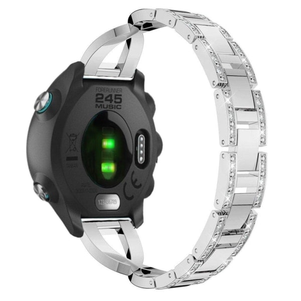 20mm Garmin Forerunner 245 X-formet Rhinestone Armbånd - Sølv Sølvgrå