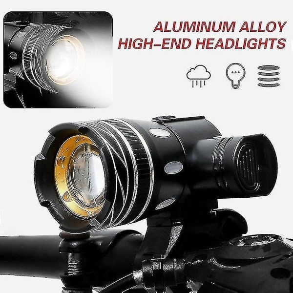 Z30 15000lm T6 LED Cykellys/Cykellampe/Lyssæt USB Genopladelig Forlygte/Lommelygte Vandafvisende Zoombar Cykellys til Cykel null none