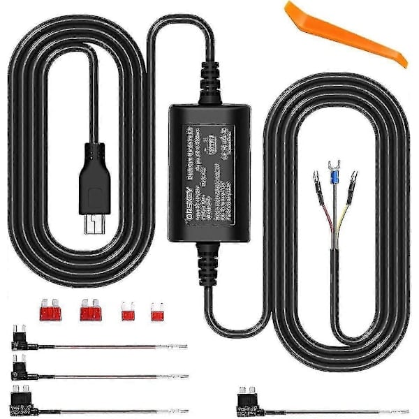 REMAKE Orskey Dashcam Hardwire Kit Mini USB 12V 24V till 5V Bilkamera Hardwire Kit med Mycket Låg Spänning och Sju Faldig Säkerhets Skydd