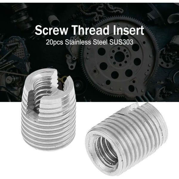 20 kpl Itseporaavia Kierteitä, M3 x 6mm Itseporaava Uritettu Ruuvikierre Insert Pähkinä Helikaaliseen Korjaukseen