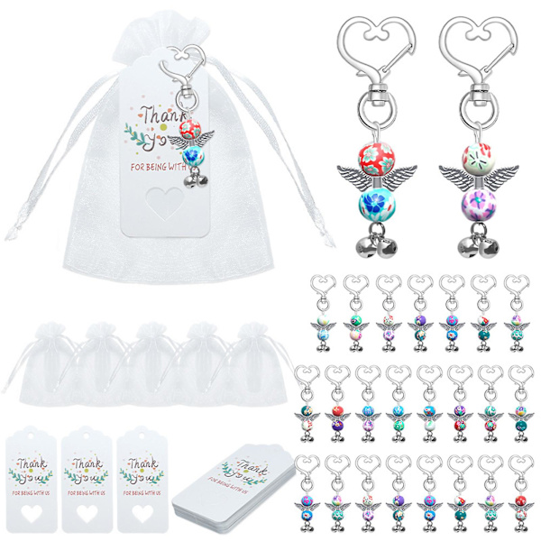 Tack Tag Guardian Angel Nyckelringar Garnpåse 24 Set Diy Orna