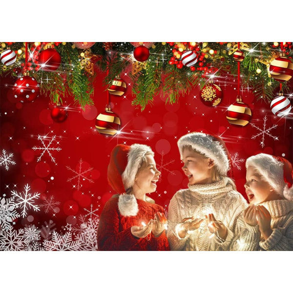 Lumikide Joulukuvaustaustakankaat Talvi Uusivuosi Perhejuhliin 5x3ft Syntymäpäivä Glitter Bokeh Sparkle Punainen Joulu