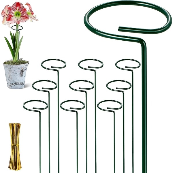 REMAKE Set of 10 metal plant supports, flower pegs for sturdy garden plants for amaryllis, lilies, peonies, paper snow rose, orchids