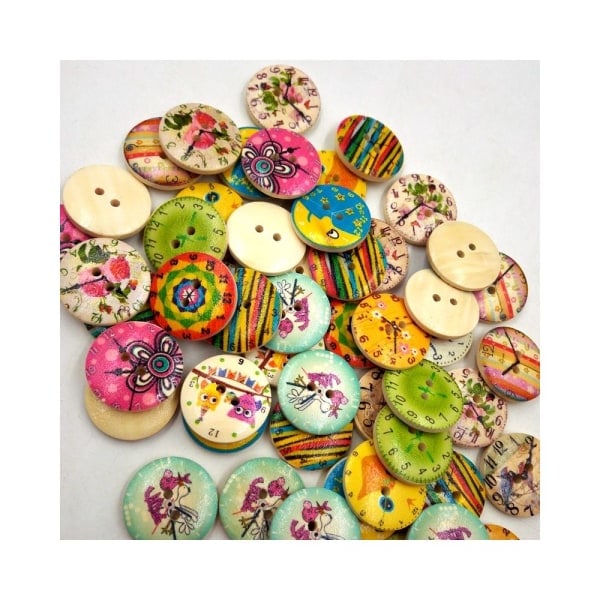 REMAKE 150 kpl Sekalaiset Puu 2 Reikää Maalattu DIY Käsityö Ommel Napit 15/20mm