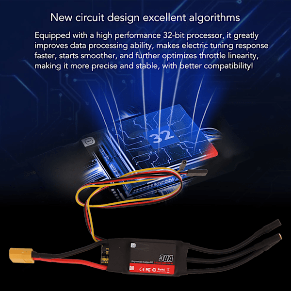 30A RC-lentokone ESC Ohjelmoitava 5.5V 4A BEC 32-bittinen Harjaton Moottorin Ohjain JR-liittimellä RC Kiinteäsiipisille Lentokoneille