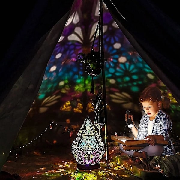 Suuri Pohjantähti Lattialampun, Bohemian Koristeellinen Lattialampun, LED Värillinen 3D Projektio Lamppu, Timantti Retro Lamppu, Sopii Kotiin, Juhliin, Jouluun