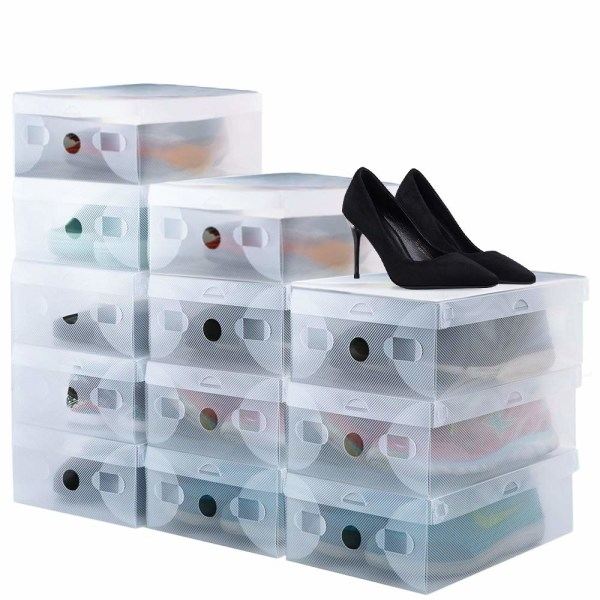 REMAKE 20-pakkskoesker, stable skoesker, plastskobesker, sammenleggbare skobesker, gjennomsiktig skooppbevaring, plassbesparende skostativ