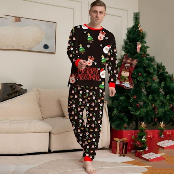 TIMIFIS Familie Julepyjamas Matchende Bomulls Pyjamas for Kvinner Menn Klær Nattøy Familie Lang Ermet PJs Par - Baby Dager