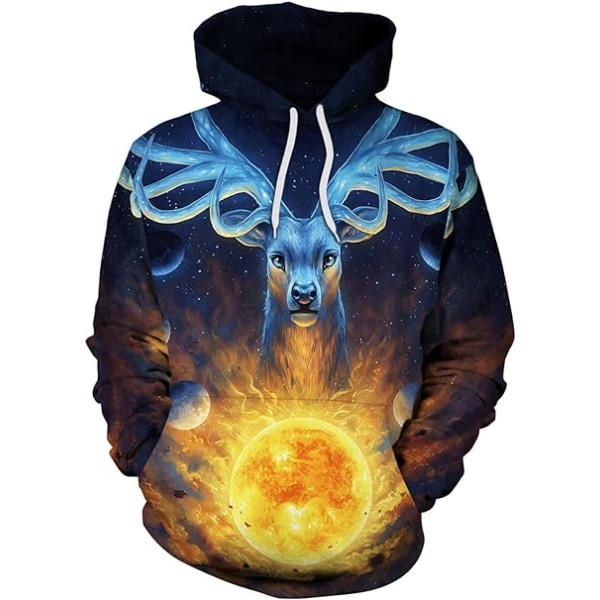Mænds Langærmet Hoodie Halloween Sjov Rundhals Trøje med Kænguru Lomme Jul Multi-Farvet 3D Print Trøje (Størrelse: L)