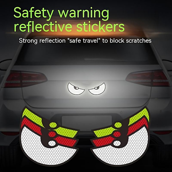 2-pack Reflekterande Bilstickers - Förbättra Bilens Synlighet och Säkerhet med Djävulens Ögon-Stickers! Red