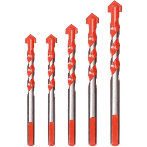 Set med 5 glasplattor, plattborr, diamantborr, plattborr, 6 mm, 8 mm, 10 mm, 12 mm multimaterialborr