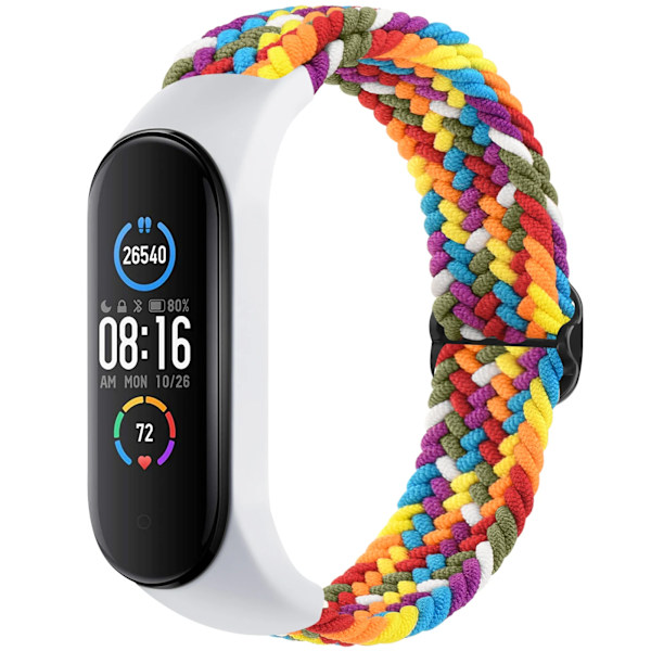 Punottu ranneke Xiaomi Mi Band 7 6 5 4 3:lle, joustava säädettävä ranneke Amazfit Band 5:lle, rannekkeen vaihto, värillinen For Amazfit Band 5 purple