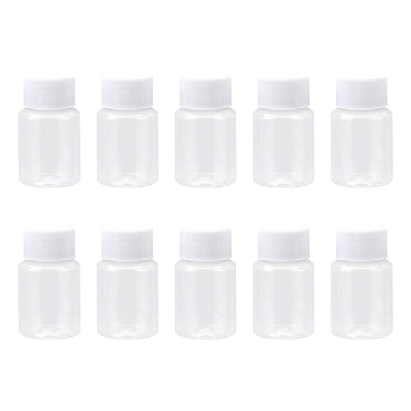 10 st 50 ml Transparenta Plastflaskor Återfyllningsbara Tomma Behållare med Lock Burkar Boxar Burkar (M)