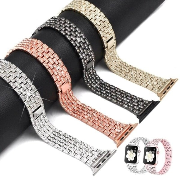 SKALO Länk Armband Bling Apple Watch Serie 1-3 42mm - Fler färger Svart