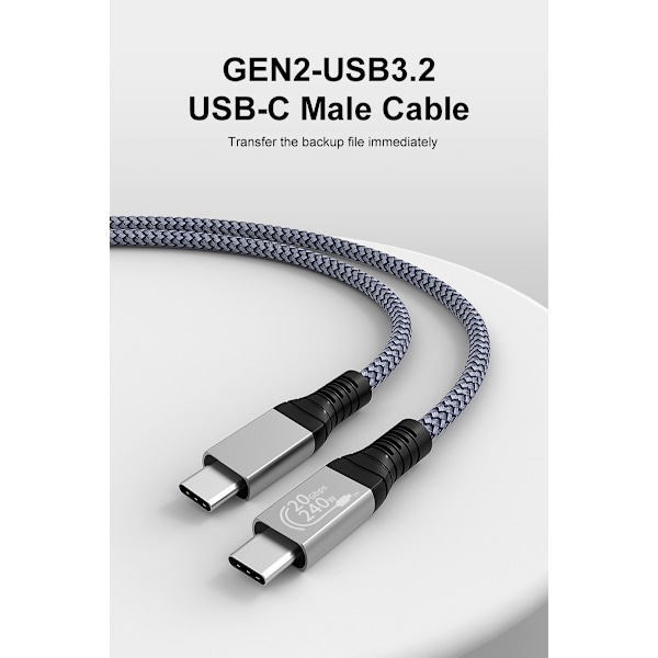 USB C-kabel, 240 W USB 3.2-kabel USB-C hane till hane-kabel 20 Gbps, nylon typ C laddningskabel, kompatibel med MacBook Pro 16\" Flerfärgad