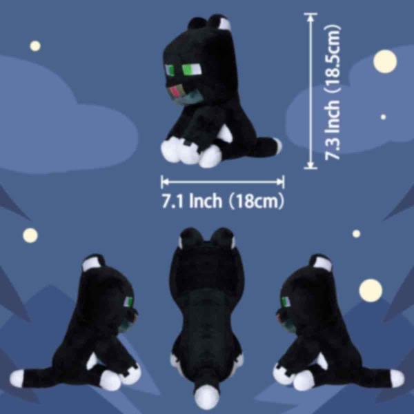 Plushkatt, Plyschleksaker, 7,3 tum/18,5 cm Svart Kattleksak i Plysch, Plysch för Julgåva, Nyårsgåva, Födelsedagspresent (A)