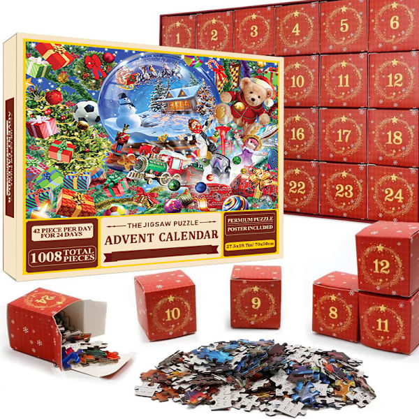 REMAKE Adventskalender med Pussel, Nedräkning till Advent, Adventskalender med Leksakspussel, Julklappar i Blindbox sd20