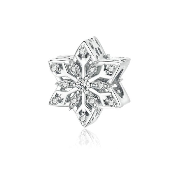 Christmas Gift Jewelry, 925 Sterling Silver Snowflake Charm Fits Pandora Bracelet Opening diameter is about 4.5mm