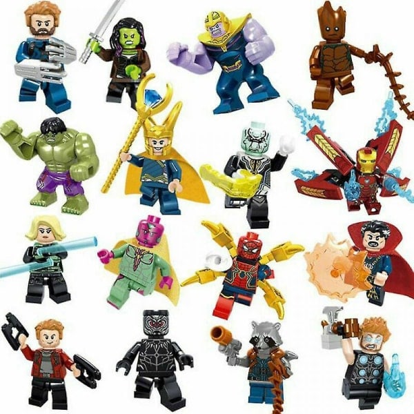 REMAKE 16 kpl Marvel Avengers Super Sankari Sarjakuva Minihahmot Dc Minifigu värikkäät yksi koko