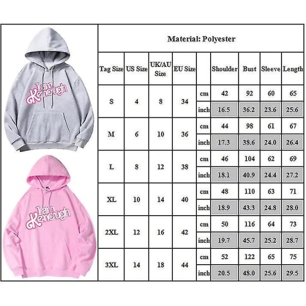 Unisex Barbie I Am Kenough Trykte Hettegensere for Voksne Menn Kvinner Langærmet Hettegenser Casual Topper Lys Brun Lys Brun S