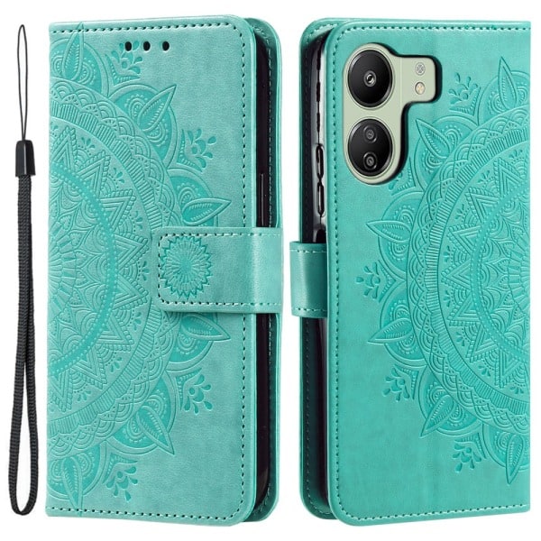 SKALO Xiaomi Redmi 13C 4G Mandala Wallet Case - Turkis Turkis