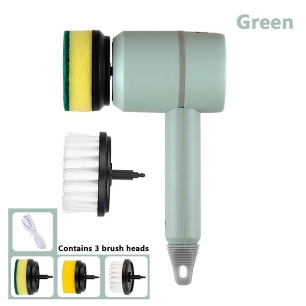 3-i-1 Elektrisk Rengöringsborste Multifunktionell Hem USB Green