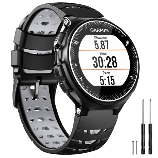 Urrem til Garmin Forerunner 630 Silikon Sort/Grå