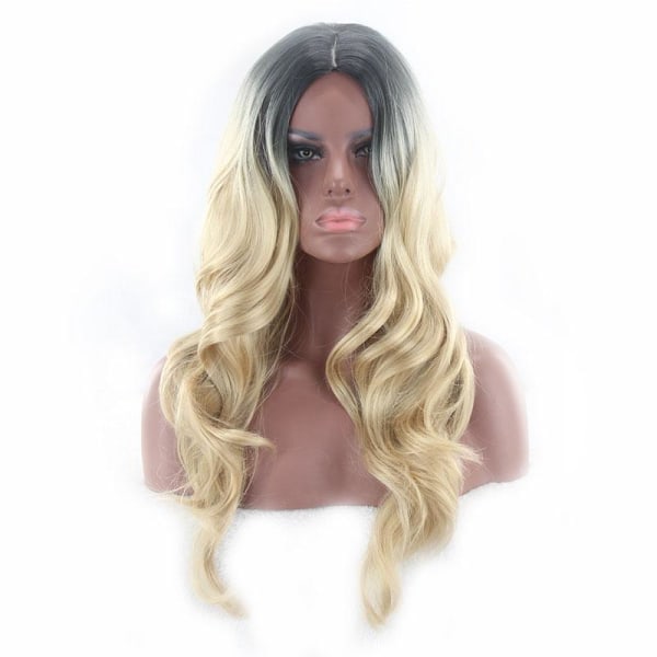 Paryk Sort, grå, blond inkl. paryknet & hårforlængelseskam