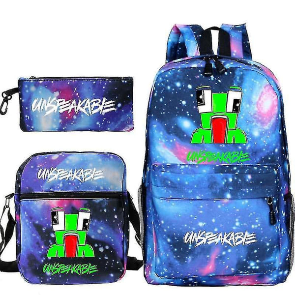 Auspicious-unspeakable student school bag leisure backpack small shoulder bag pencil case three-piece set