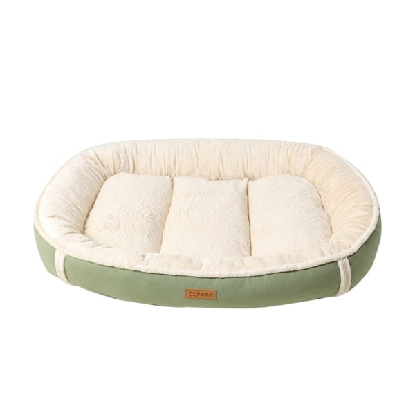 Suede Flannel Nest Hundebed Dyrebed Matte græsfarvet M