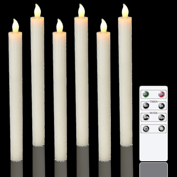 REMAKE Dww 6-pack Batteridrivna LED-ljus med Fjärrkontroll och Timer, Riktigt Vax med Flimmerande Varmvitt Ljus