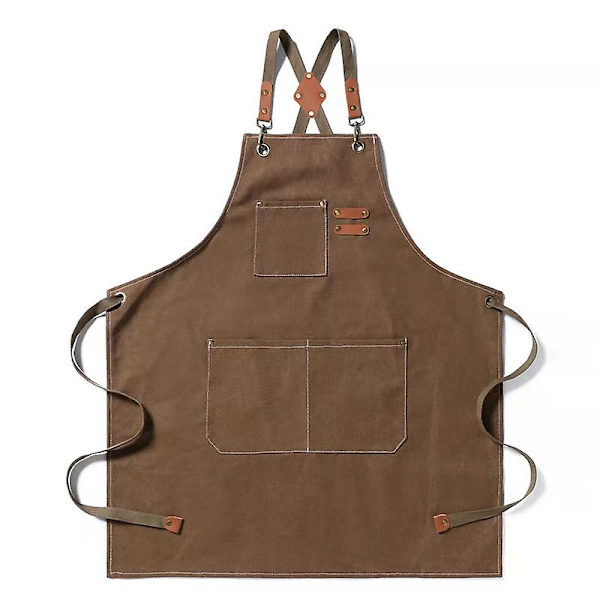 REMAKE Mænd Unisex Canvas Denim Forklæde Køkken Madlavning Workshop Vaskbar Arbejdsforklæder