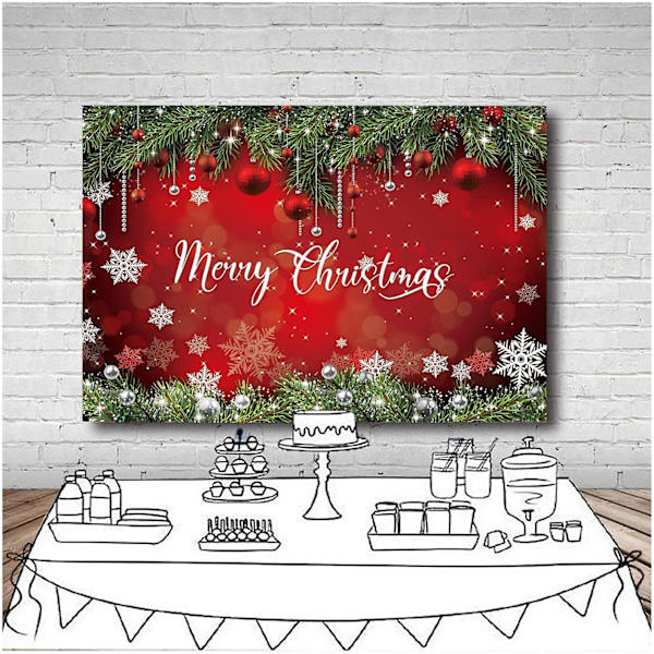 Glædelig Jul Fotobaggrund Rød Jul Snefnug Baggrund Til Vinter Nytårsaften Hjem Jul Party Dekoration Banner 7x5 Ft.