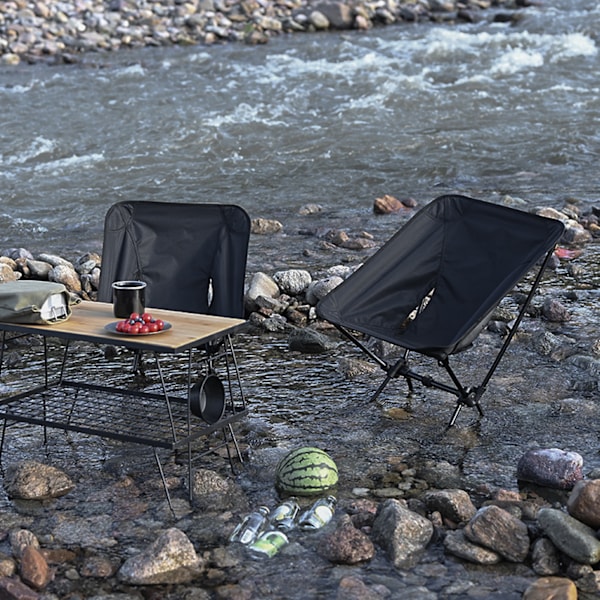 Campingstol Sort Bærbar Stabil Stærk Belastningsbærende Aluminium Oxford Klud Ultralet Foldsammenligning Stol til Rejser Strand Picnic Vandreture Fiskeri