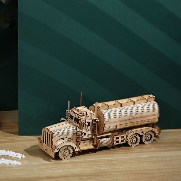 3D Träpussel, Tankbil, Mekaniska Modellkit för Vuxna att Bygga, Trämekaniskt Byggset